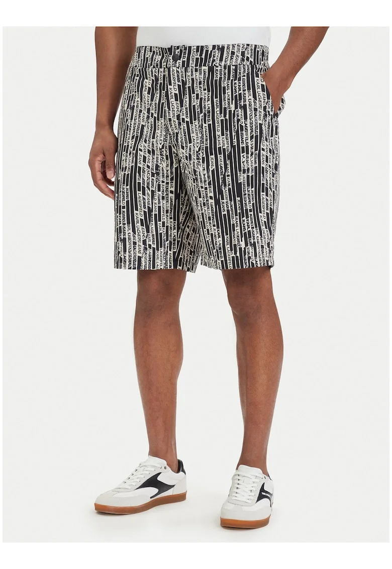 Pantaloni scurti barbati,  Relaxed Fit, negru, bumbac,