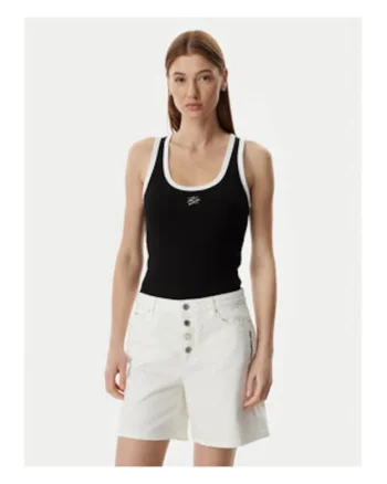 Top Dama,  Negru, bumbac organic, Alb/Negru