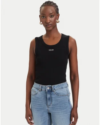 Top dama,  negru, bumbac, Negru