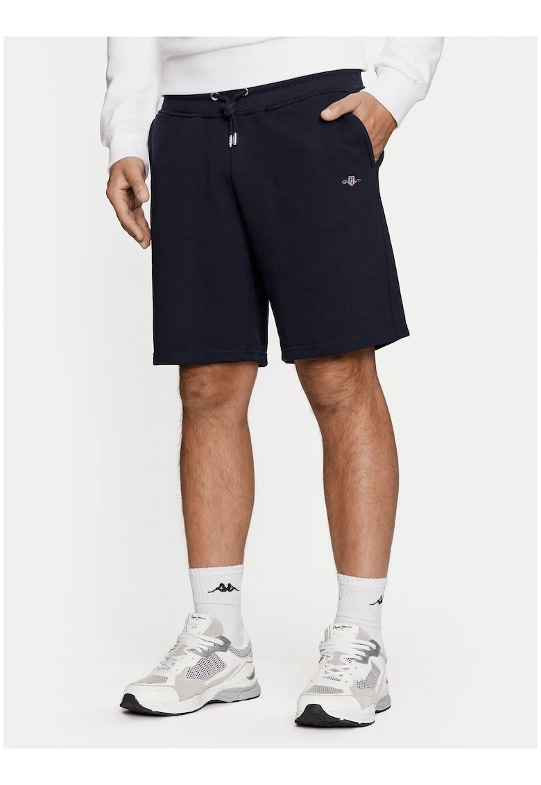 Pantaloni scurti sport barbati,  albastru, bumbac si poliester, croiala regulara