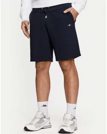 Pantaloni scurti sport barbati,  albastru, bumbac si poliester, croiala regulara