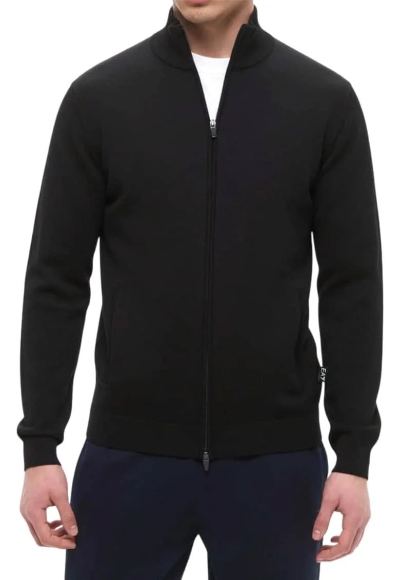 Pulover  EA7 Knitted ZIp Cardigan 62476, Negru