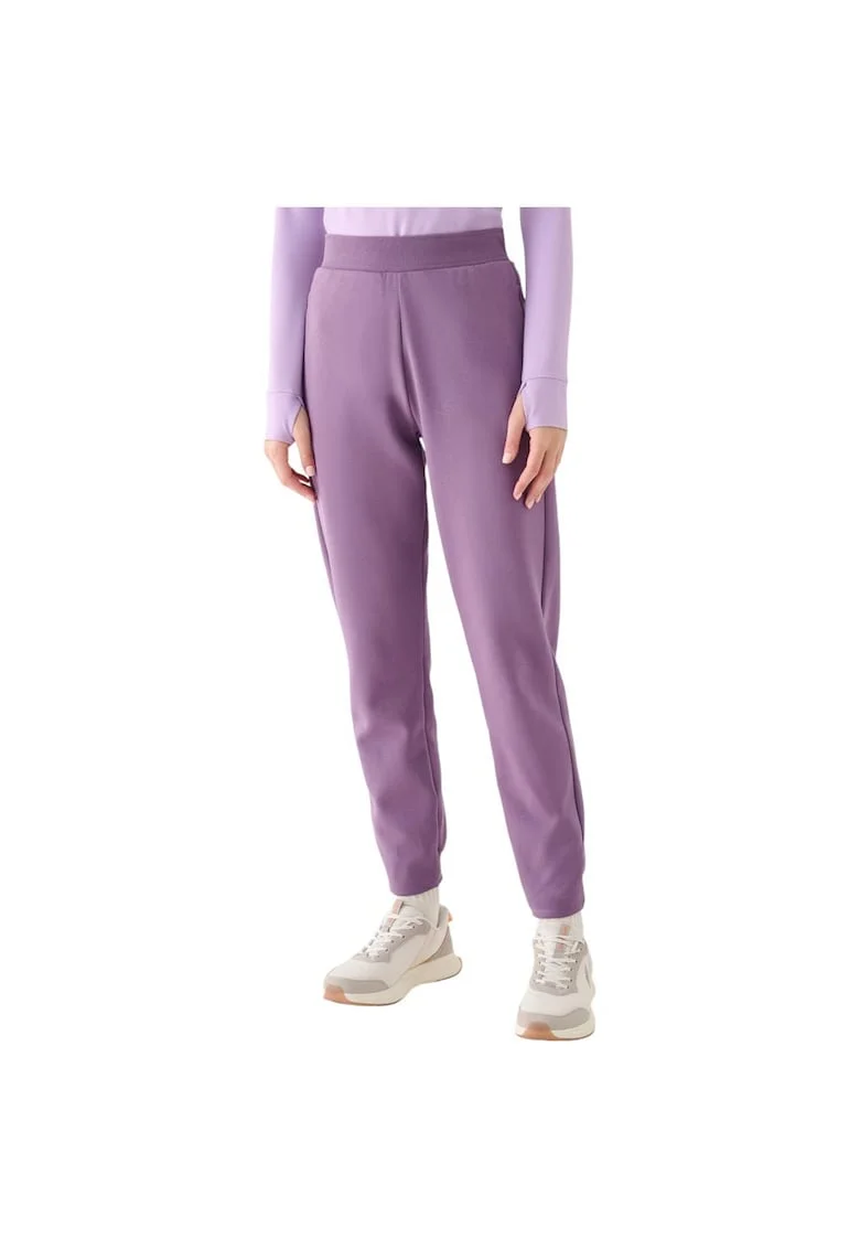 Pantaloni sport dama RAW24TTROF1152, 4F, Bumbac/Poliester, Mov