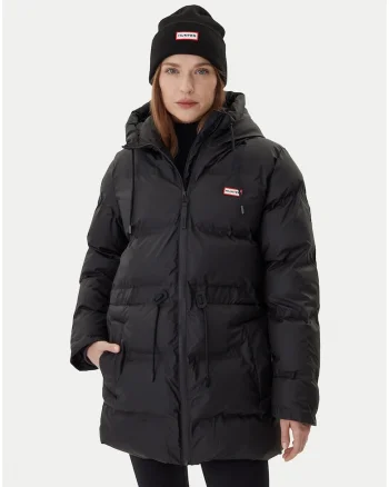 Geaca de iarna,  negru, material poliester, gluga reglabila, mansete elastice