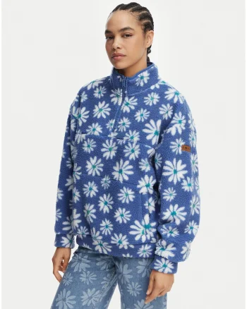 Hanorac sport pentru dama,  model floral, oversize, albastru, poliester