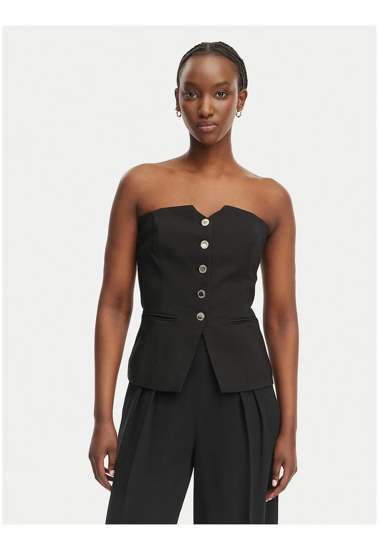 Top de dama,  negru, bumbac si elastan, casual