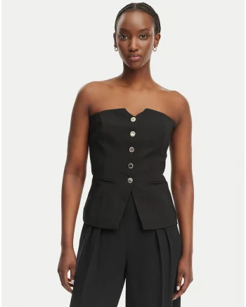 Top de dama,  negru, bumbac si elastan, casual