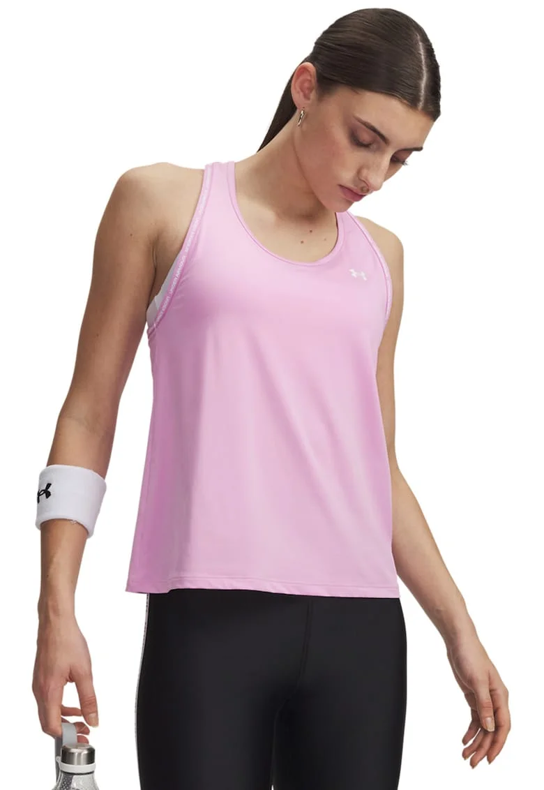 Top cu decupaj pe partea din spate pentru fitness Knockout, Alb/Roz