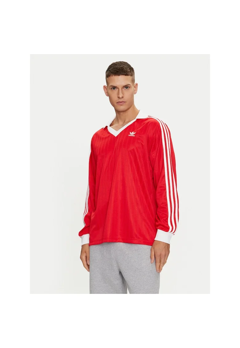Bluza sport barbati,  poliester reciclat, maneca lunga, rosu