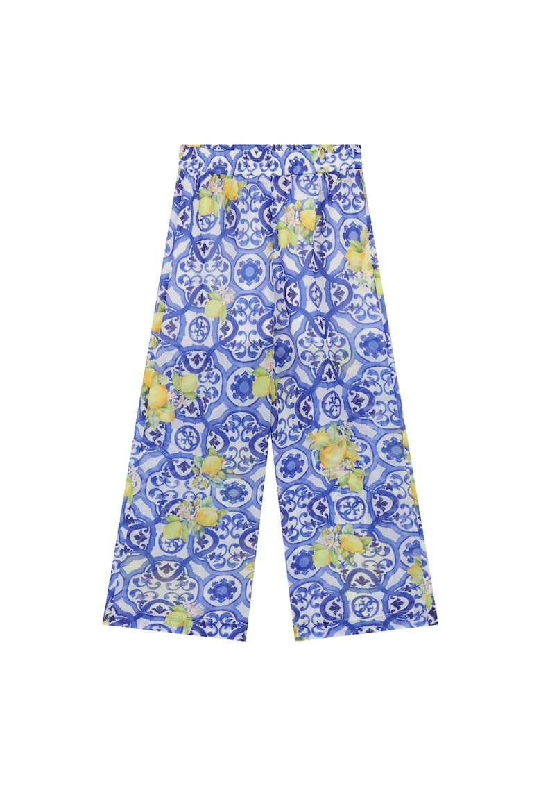 Pantaloni fete,  relaxed fit, albastru, poliester