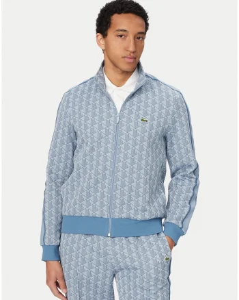 Bluza barbati,  albastru, regular fit, fermoar, poliester-bumbac