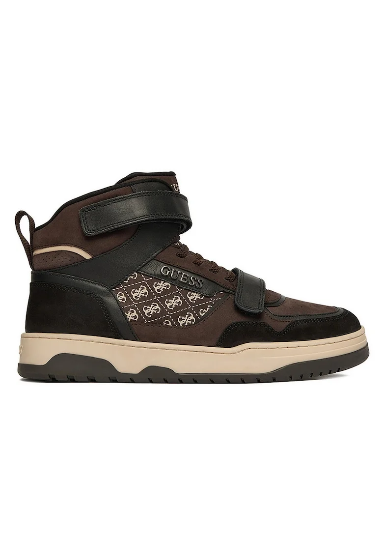 Pantofi sport copii,  piele nabuc, velcro, maro