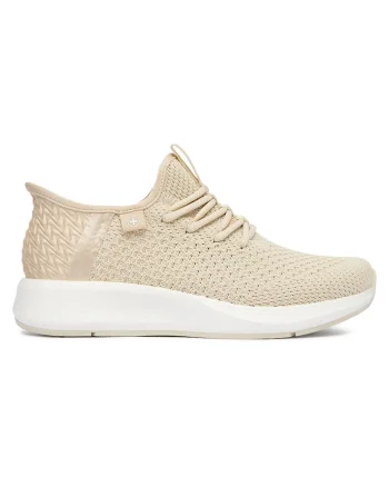 Pantofi sport dama  material textil, sistem inchidere siret, Bej