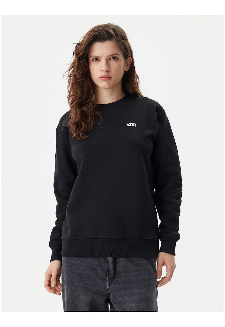 Bluza sport dama,  neagra, croiala lejera, maneca lunga, bumbac,