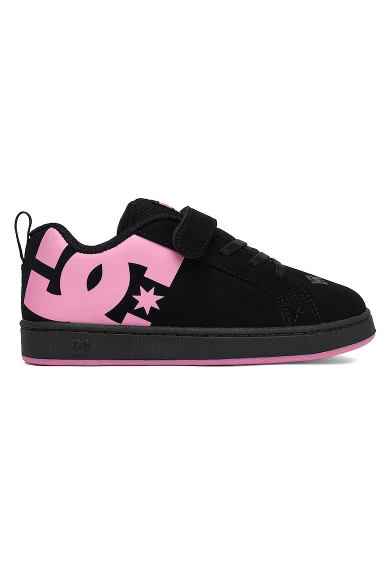 Pantofi sport copii,  velcro, piele ecologica, Negru
