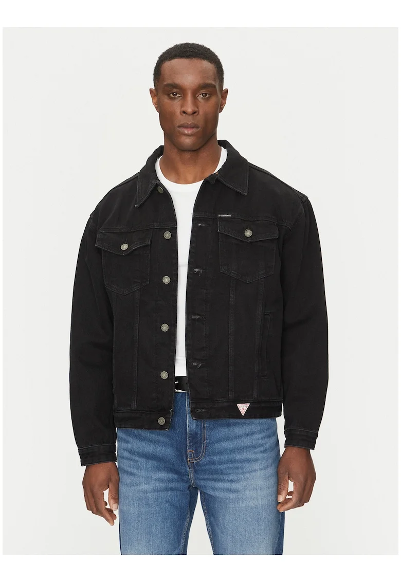 Geaca barbati,  neagra, bumbac, maneci lungi, regular fit,
