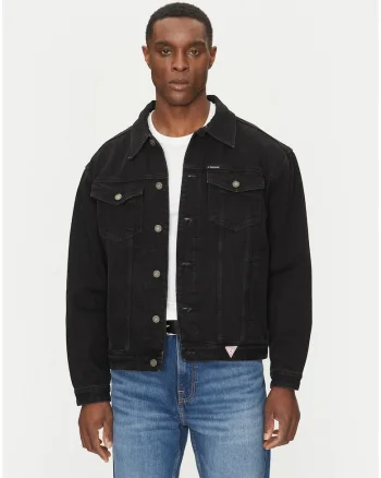 Geaca barbati,  neagra, bumbac, maneci lungi, regular fit,
