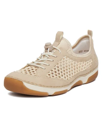 Pantofi sport dama  bej, piele ecologica, varf rotund