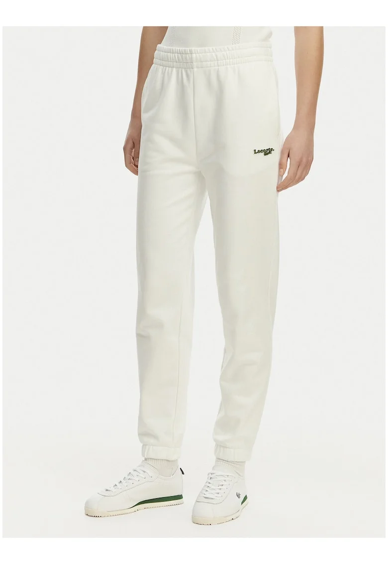 Pantaloni sport dama,  alb, bumbac/poliester