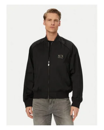Geaca bomber barbati,  negru, material mixt, croiala confortabila