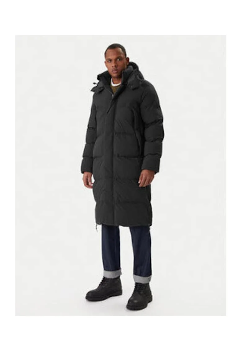 Geaca de iarna, G-Star Raw, neagra, material sintetic, gluga detasabila, lungime sub genunchi,