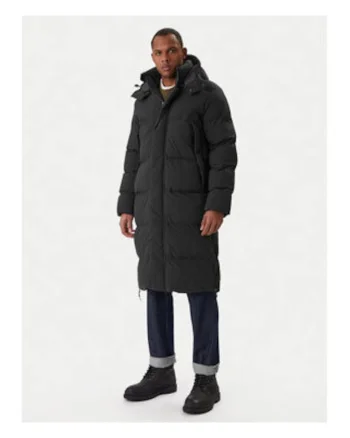 Geaca de iarna, G-Star Raw, neagra, material sintetic, gluga detasabila, lungime sub genunchi,