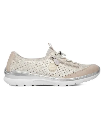 Pantofi sport dama  bej/argintiu, piele ecologica, tehnologie Antistres,