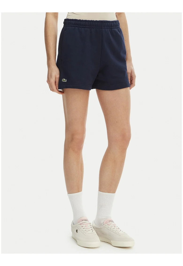 Pantaloni scurti sport dama,  alb-albastru, bumbac, uni