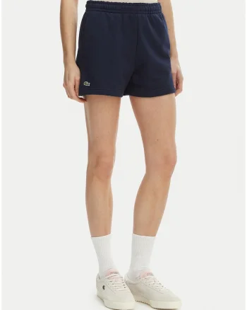 Pantaloni scurti sport dama,  alb-albastru, bumbac, uni