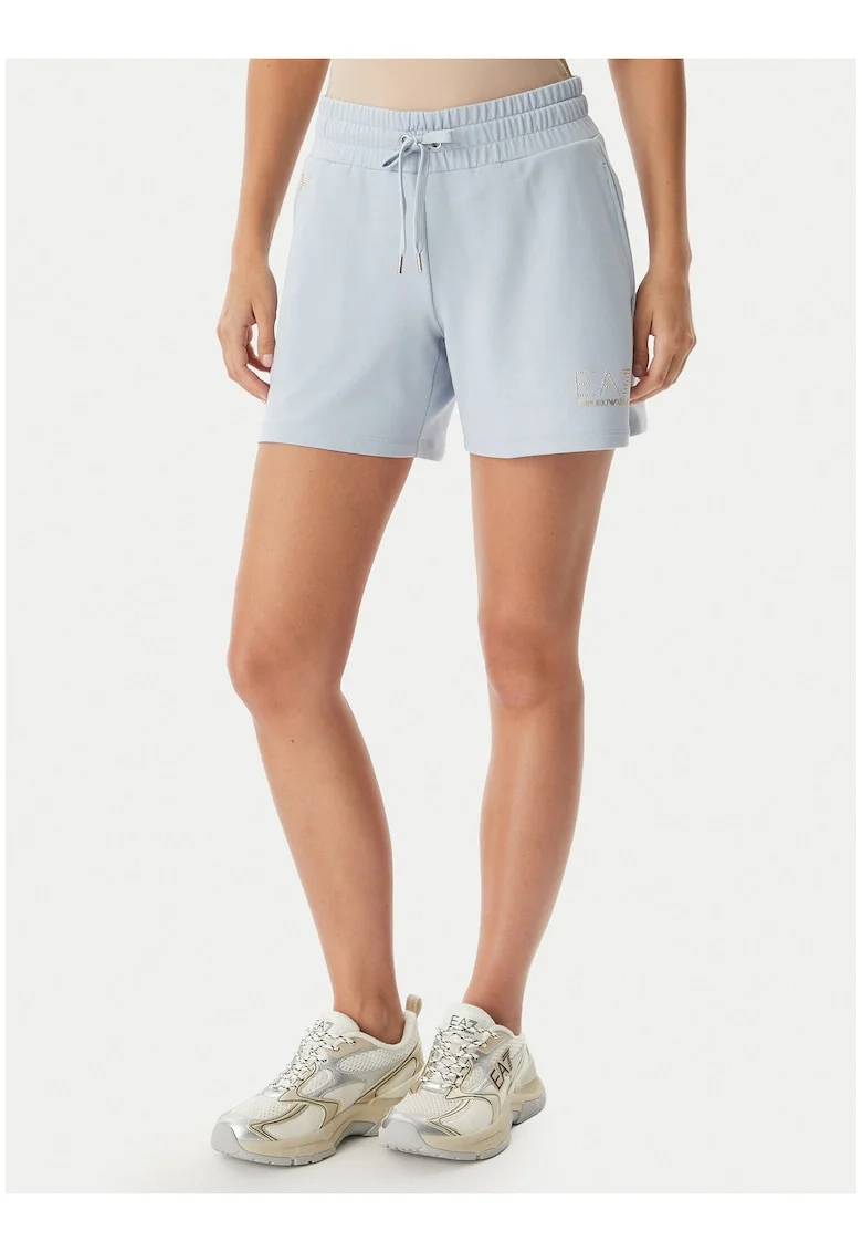 Pantaloni scurti sport dama,  albastru, poliester-viscoza