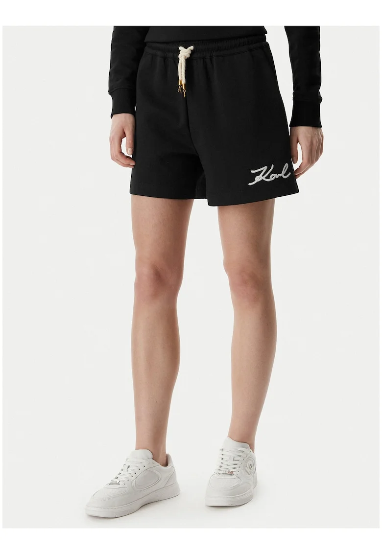 Pantaloni scurti sport dama,  negru, bumbac-elastan