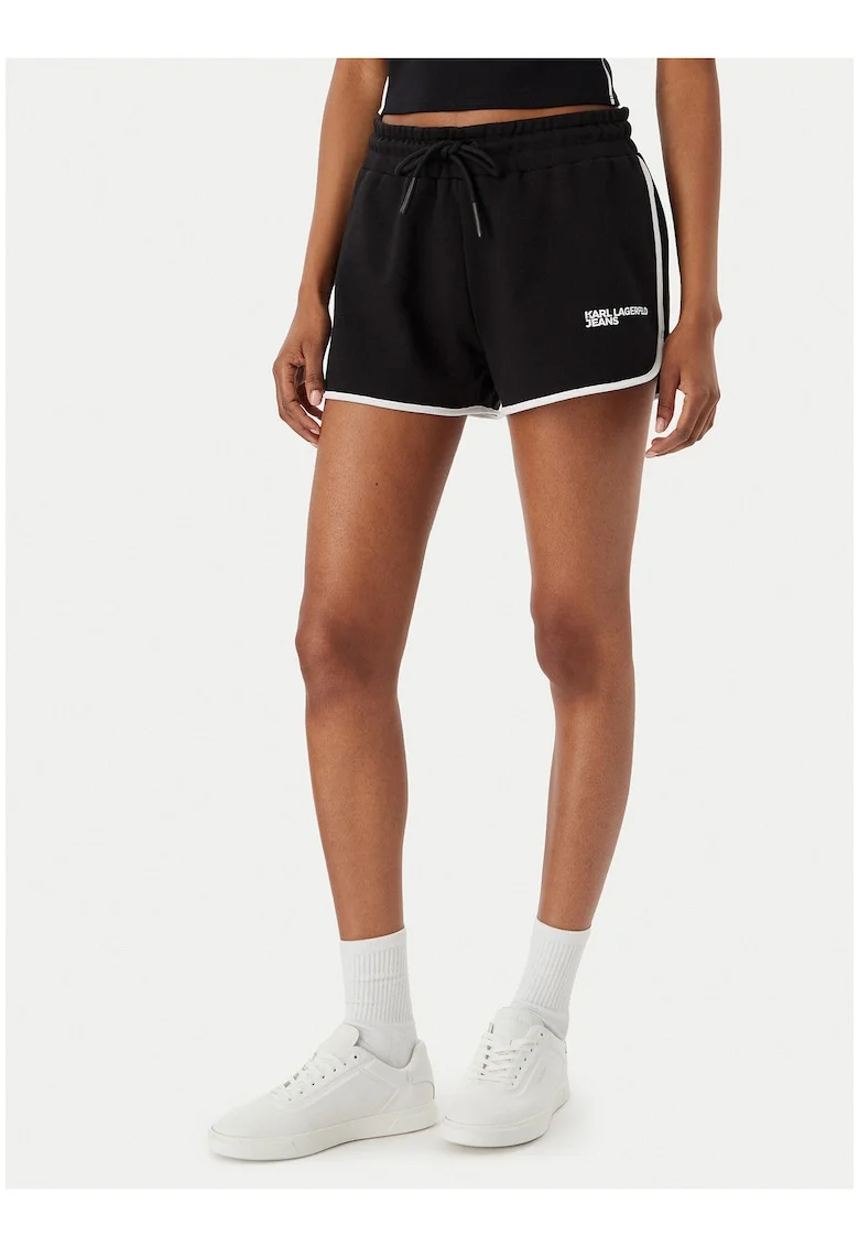 Pantaloni scurti sport dama,  negru, bumbac, croiala regular fit