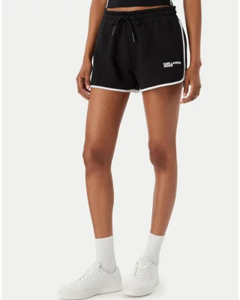 Pantaloni scurti sport dama,  negru, bumbac, croiala regular fit