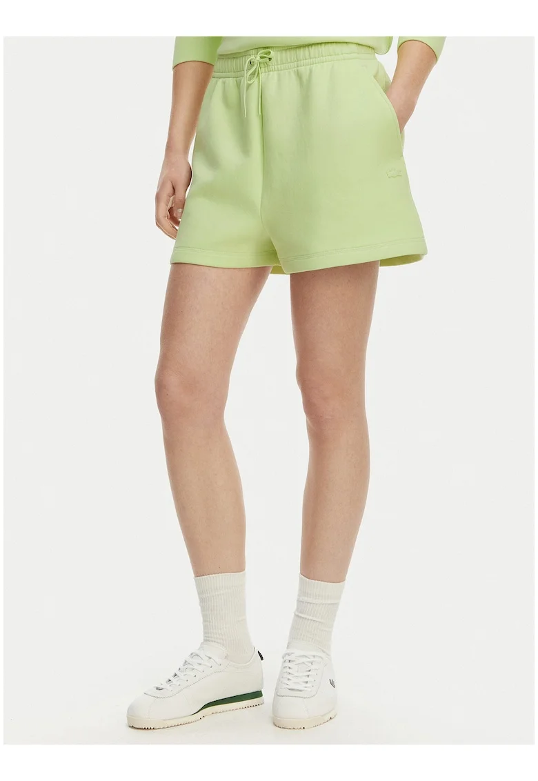 Pantaloni scurti sport,  verde, bumbac-elastan, design minimalist