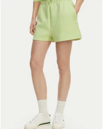 Pantaloni scurti sport,  verde, bumbac-elastan, design minimalist