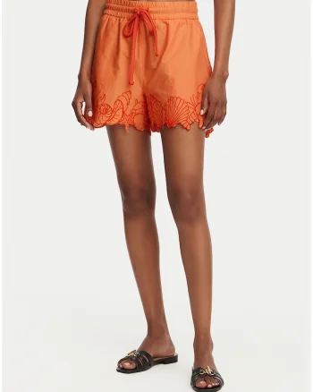Pantaloni scurti sport dama,  portocaliu, bumbac organic