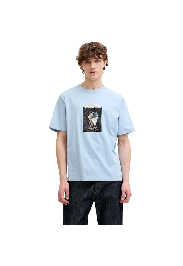Tricou JACK &JONES Norrebro Photo LN 59882, Albastru deschis