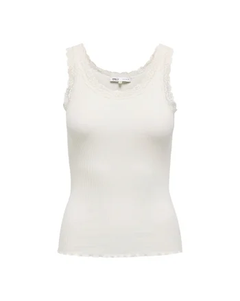 Top cu detalii din dantela Sara, Alb