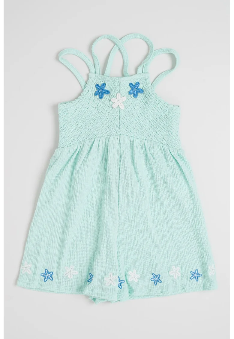 Rochie evazata cu model floral, Verde menta