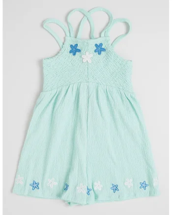 Rochie evazata cu model floral, Verde menta