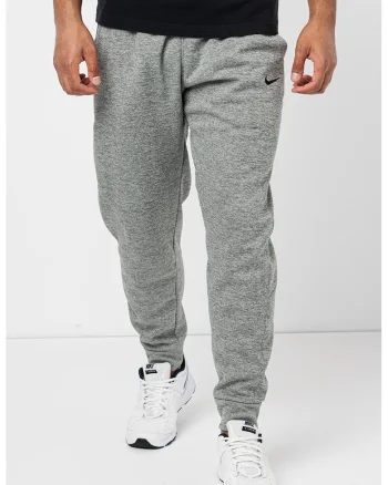 Pantaloni conici cu logo, pentru fitness, Gri melange