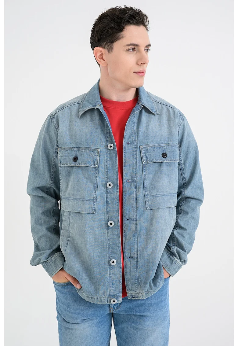 Jacheta de denim din bumbac organic, Albastru pastel