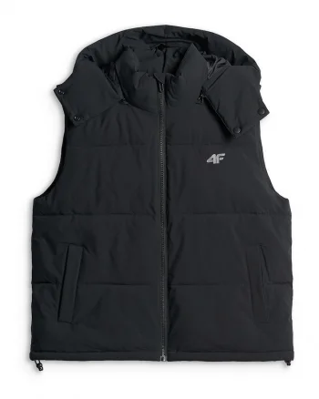 Vesta sport dama  umplutura sintetica, gluga detasabila, negru, poliester,