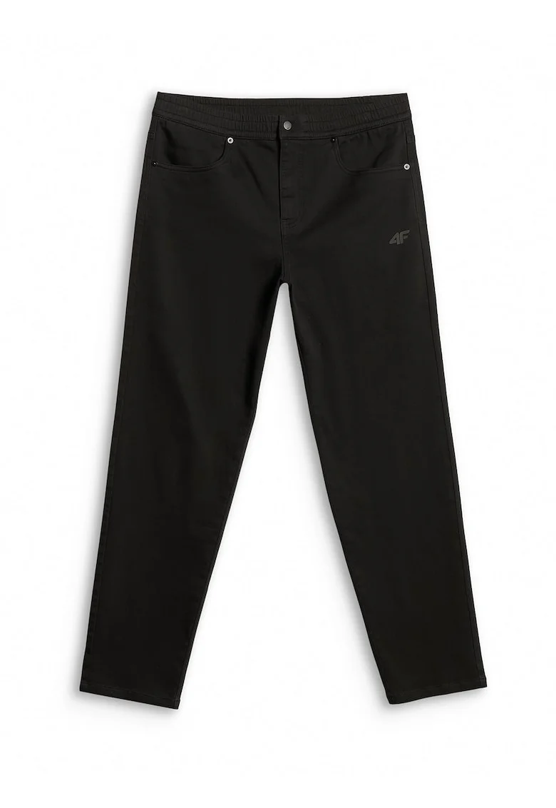 Pantaloni sport barbati  lungi, talie medie, elastic, negru, bumbac,