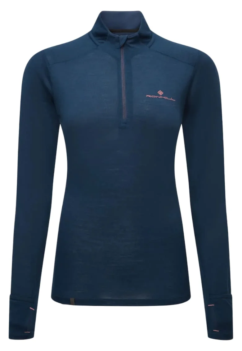Bluza tehnica dama  Tech Merino 1/2 Zip FW 2025, Albastru