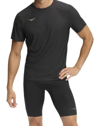 Tricou alergare barbati  Airolite Short Sleeve 2.0 FW 2025, Negru/Auriu