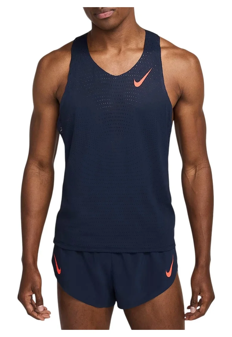 Maiou alergare barbati  AeroSwift Dri-FIT ADV SS 2025, Roz/Bleumarin