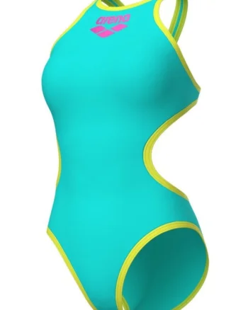 Costum baie dama  One Biglogo, Turcoaz/Verde lime