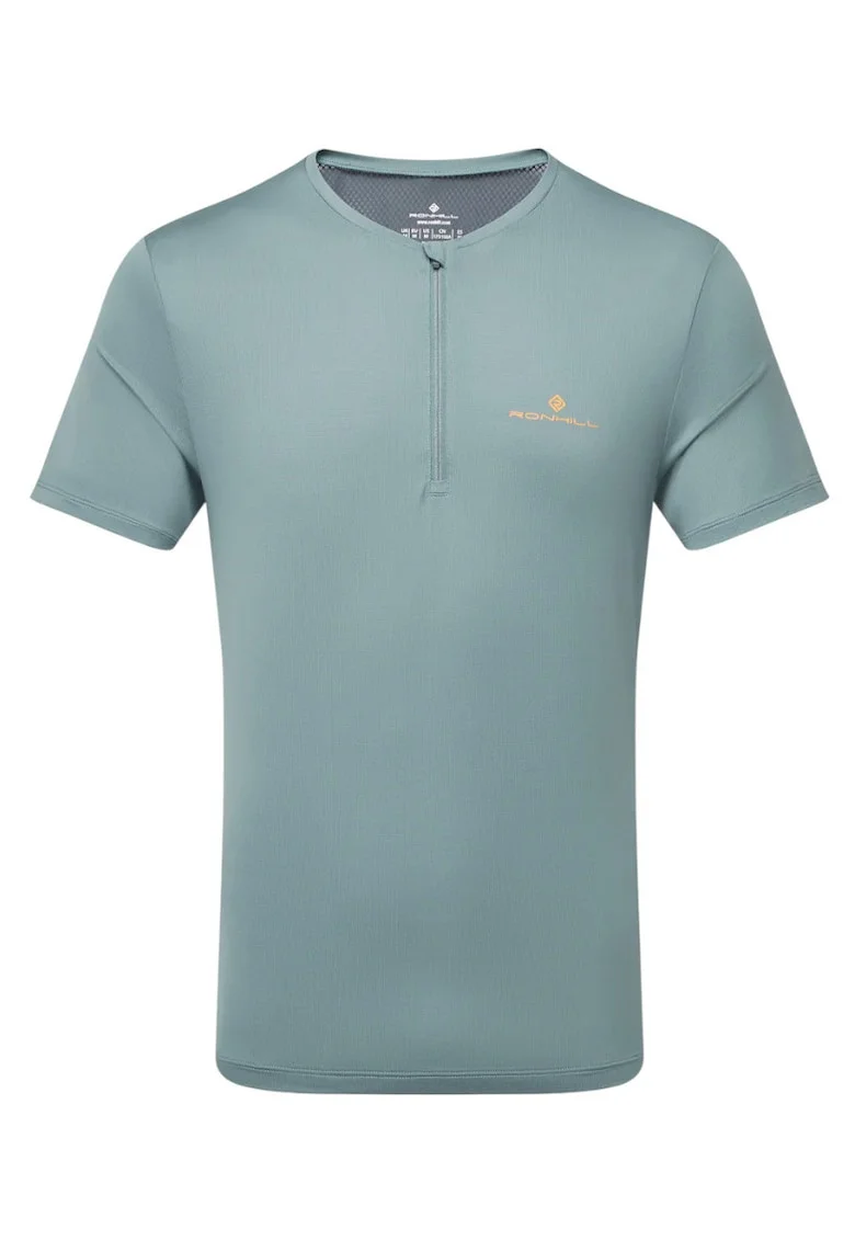 Tricou alergare barbati  Tech 1/2 Zip SS 2025, Verde deschis