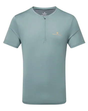 Tricou alergare barbati  Tech 1/2 Zip SS 2025, Verde deschis